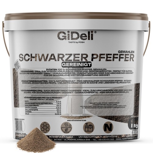 Schwarzer pfeffer gemahlen 1kg - schwarzer,